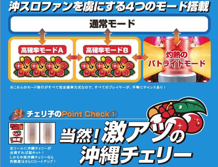 沖縄チェリーの筐体と特徴を紹介する販促資料